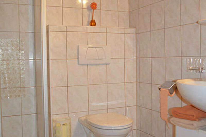 Bad mit Dusche und WC im Appartement 3